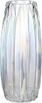 Lucky Bird Modern Ribbed Blue Glass Vase for Flowers, Candles, and Decorative Accents - Tall/Short for Centerpieces and Table Decor (H8.0inch)