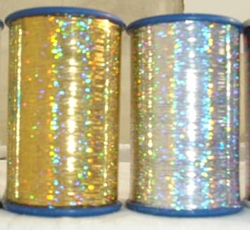 Lurex Metallic Threads   1/69 Inch Width, Shiny Decorative Craft Thread for Embroidery, Weaving, Sewing, Crochet, Jewelry Making, DIY Arts & Crafts Gold/Silver Options 2,500 Meters Each+ 2 Free