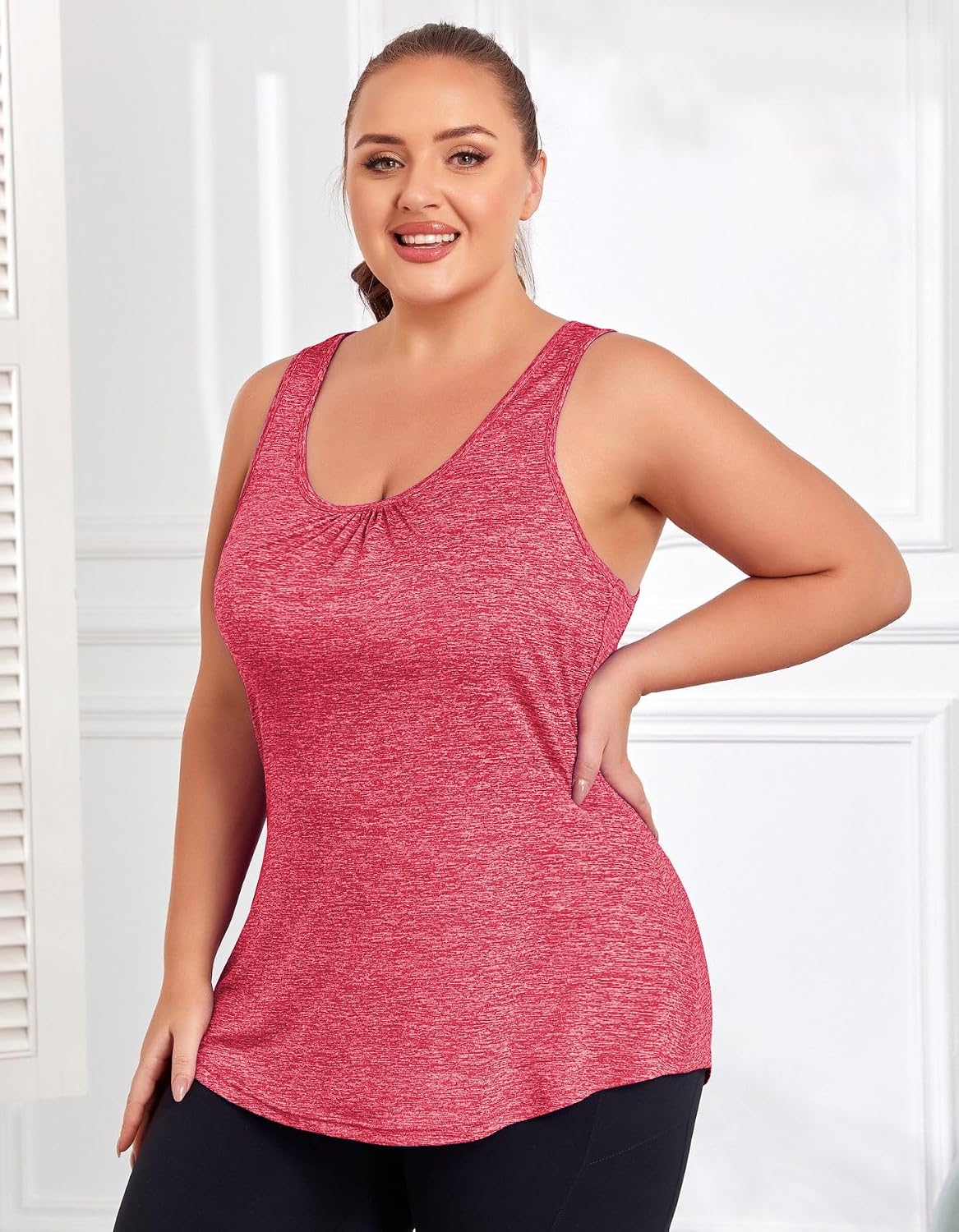 ForHailey Plus Size Workout Tank Tops for Women Racerback Yoga Tops Athletic Running Shirts Loose Fit Sleeveless Gym Clothes
