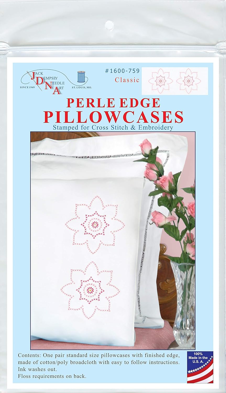 Jack Dempsey Needle Art Classic Pillowcases, white