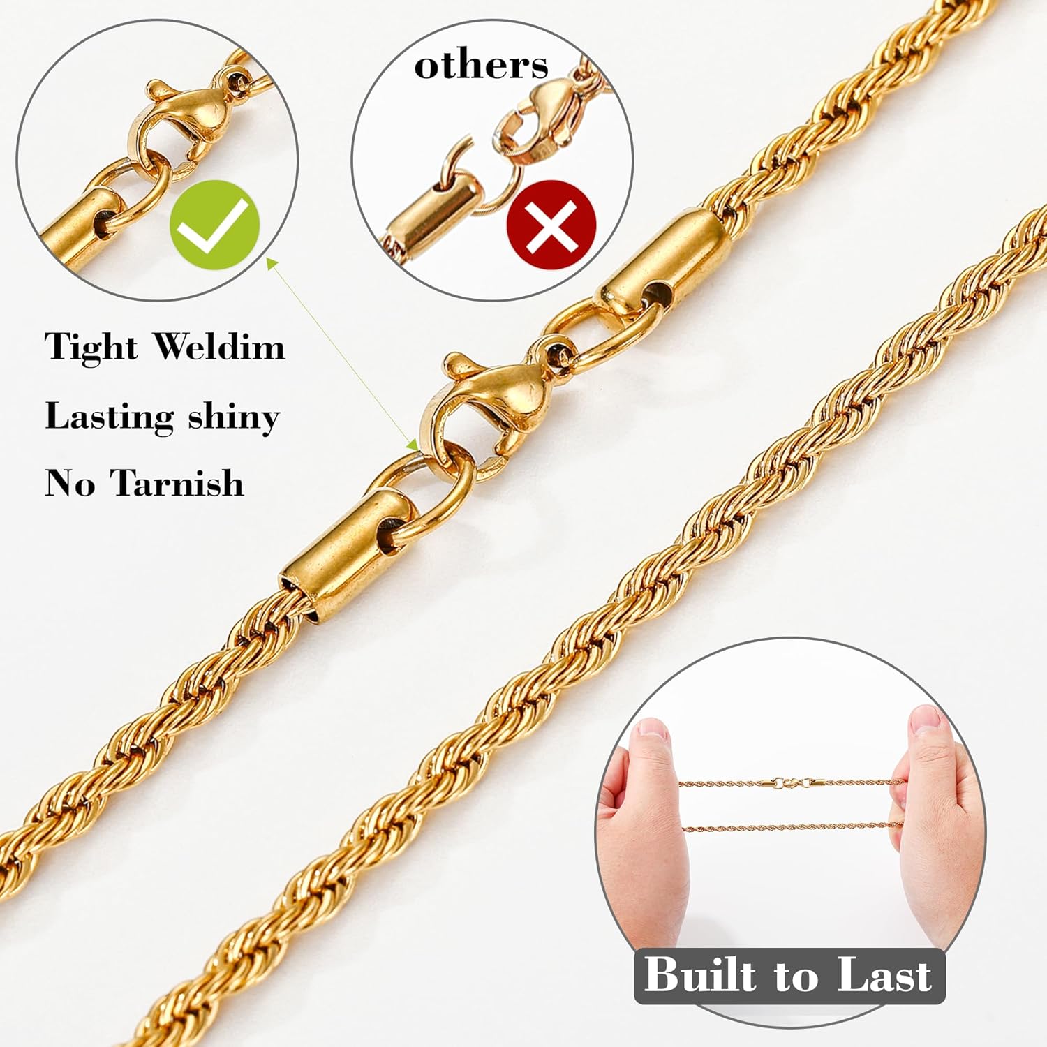 Easter Gifts for Kids Teens Stainless Steel Cross Necklace for Boys Mens Twisted Rope Chain Cross Pendant Rustproof Necklace for Teen Boy Mens Christian Baptism Gifts - Image 5