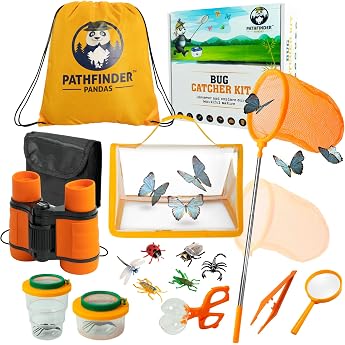 Researcher Set for Children from 6 - Insect Researcher Set Children with Binoculars for Children Cup Magnifier Butterfly Net Magnifying Glass for Children