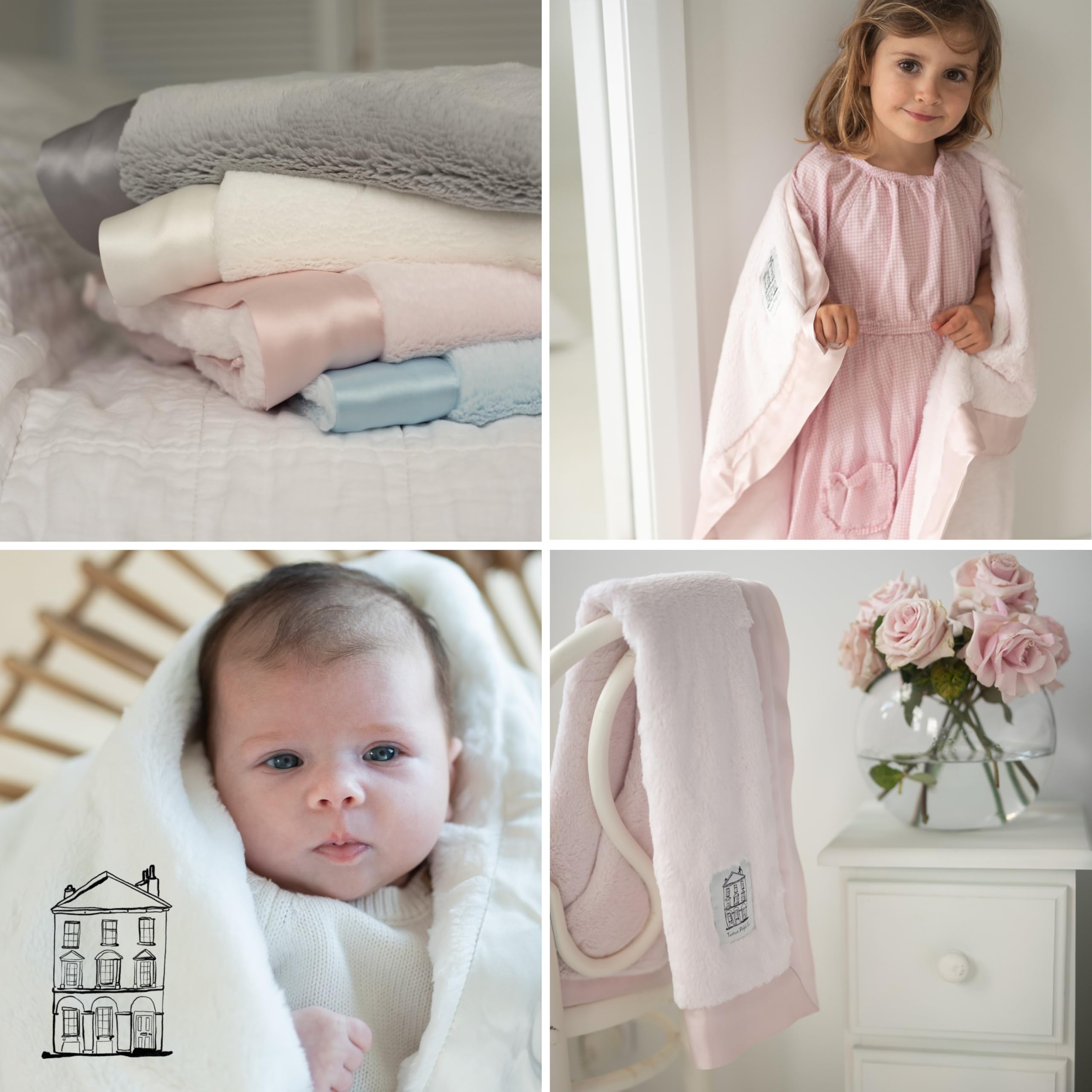 Lussuosa coperta morbida con finiture in raso in sacchetto regalo di raso, coperta per carrozzina, accessori essenziali per neonati e regali per bambini, 74 cm x 89 cm (29" x 35