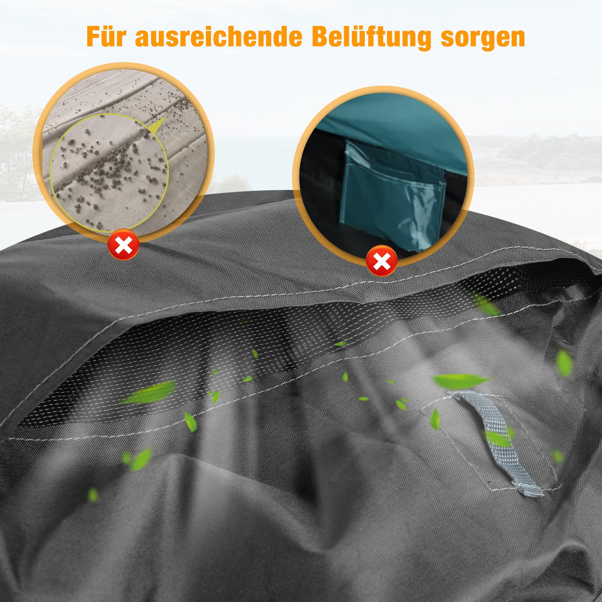 Gartenmöbel Abdeckung 600D Oxford Wasserdicht Winterfest Schutzhülle – UV-Beständig, Reißfest, Wetterfest, 250 x 150 x 90 cm, für Gartentisch und Stuhl Set