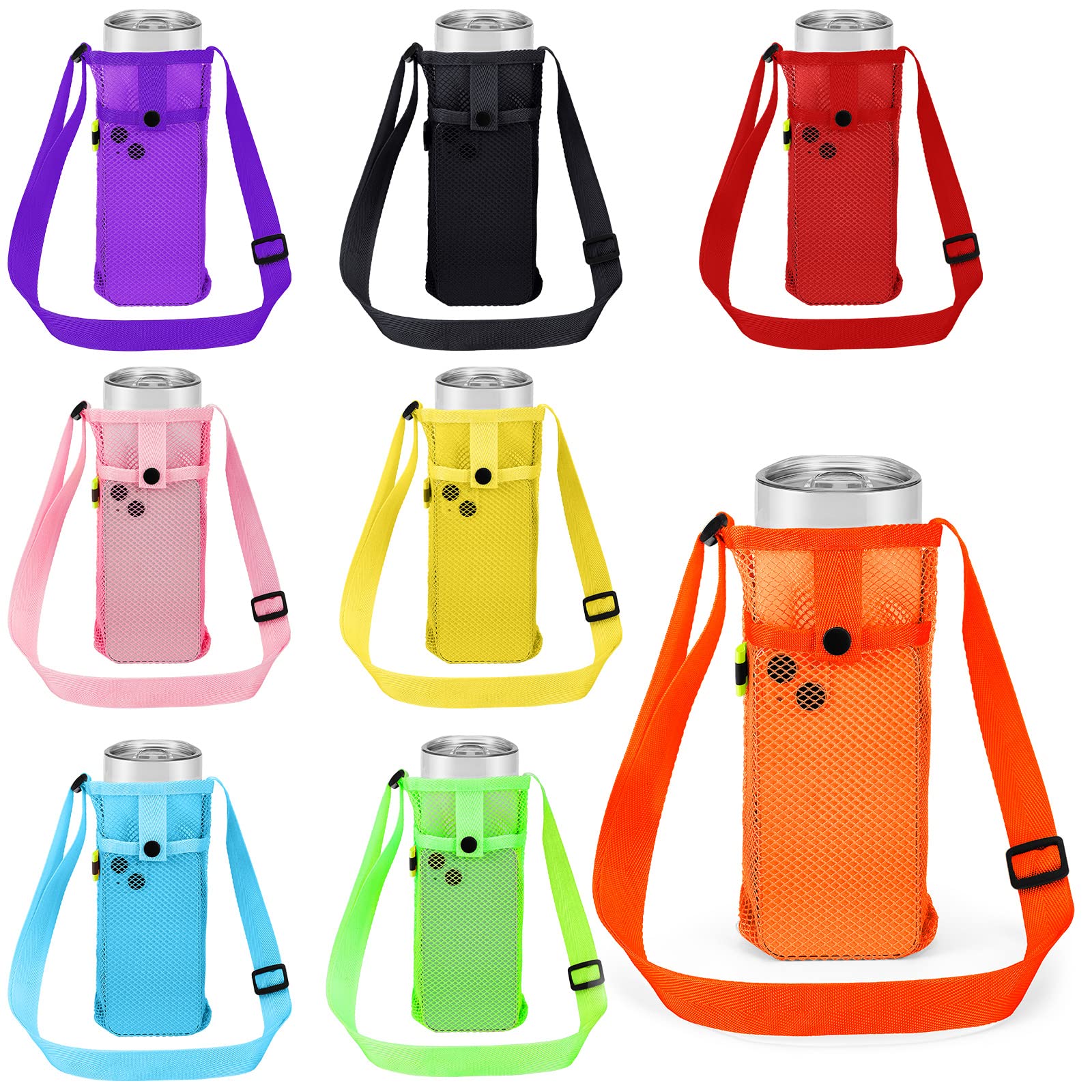 Tessco for you Water Bottle Sling Holder with Adjustable Shoulder Strap Water Bottle Mesh Carrier Bag Sleeve Pouch Holder for Walking Sports