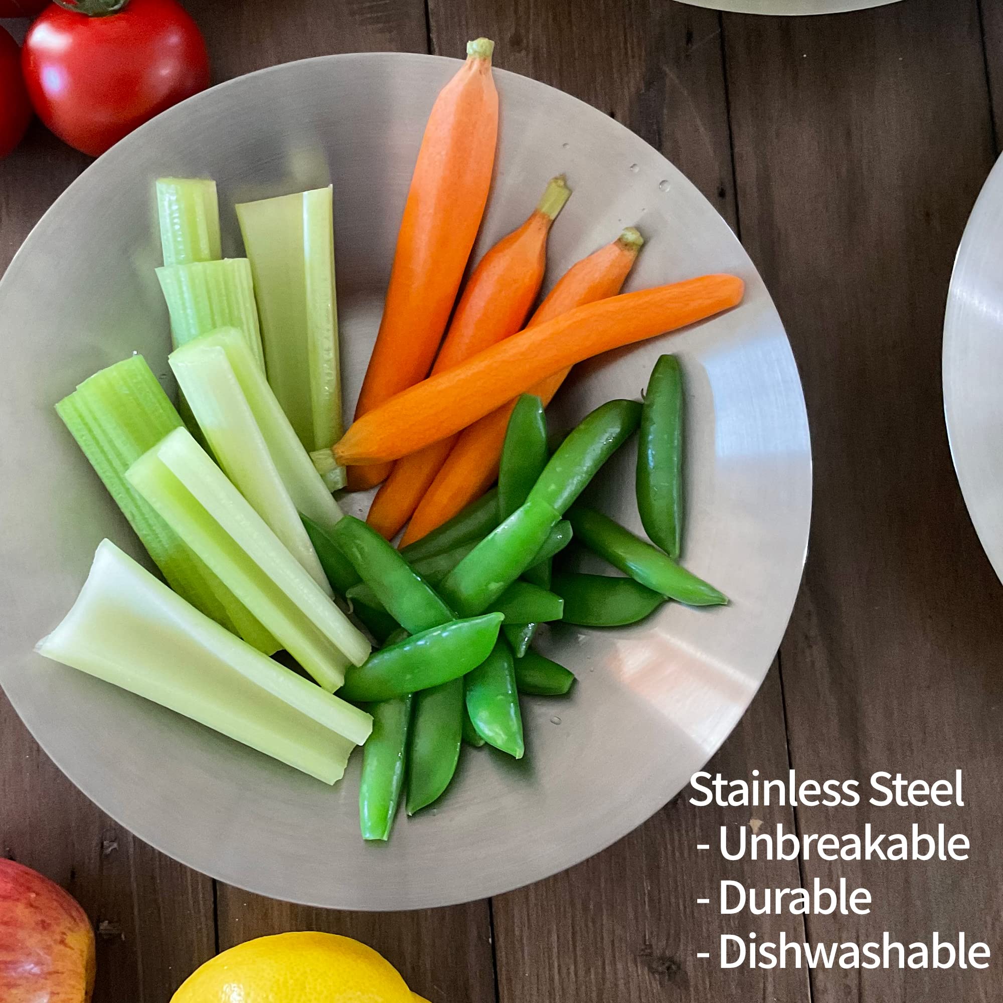 Saltlas Cuenco de acero inoxidable, cuencos de ensalada de 9.25 pulgadas de ancho, perfecto para ensalada, pasta, aperitivos, patatas fritas, frutas y postres, juego de 6