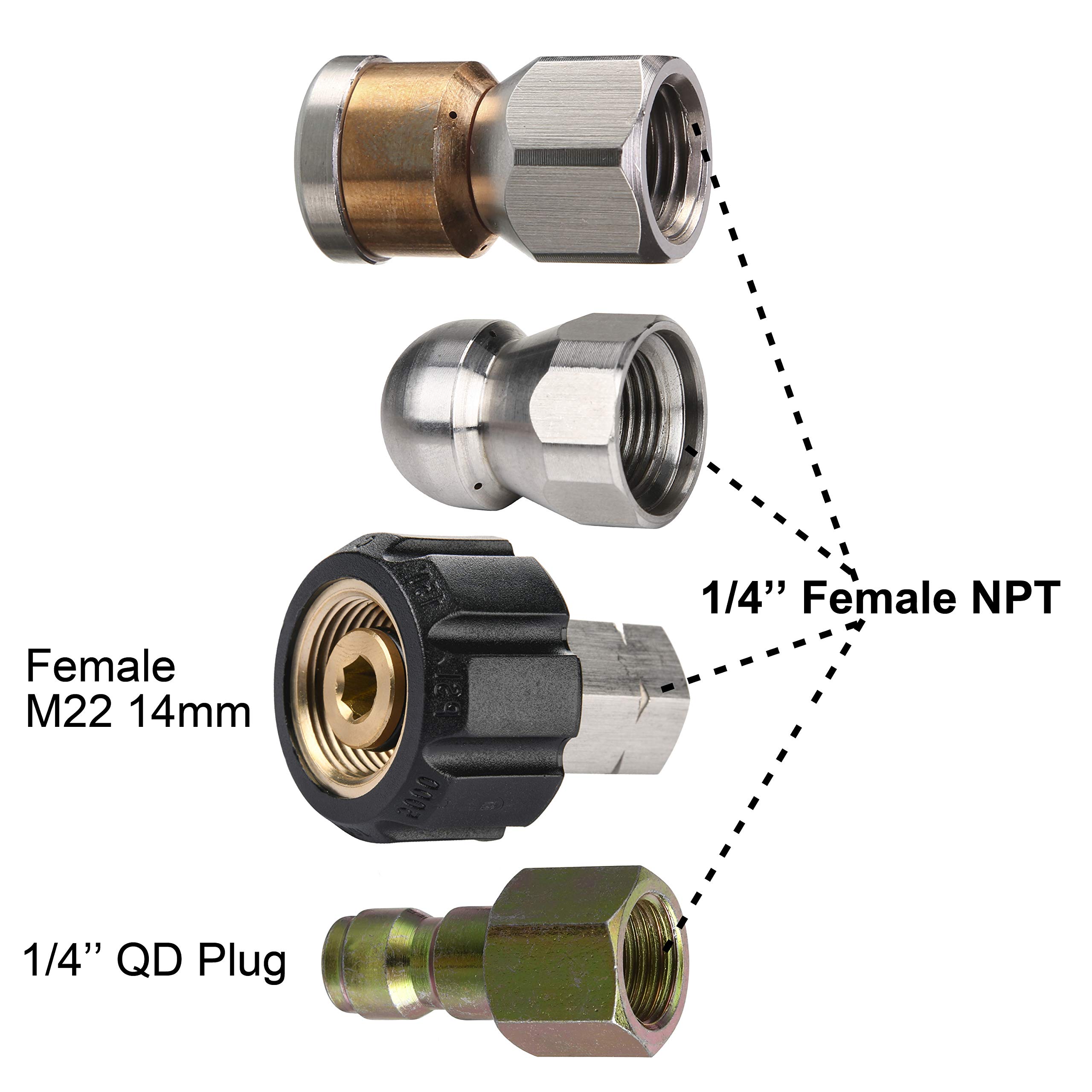 Buy M Mingle Sewer Jetter Kit for Pressure Washer, 1/4 Inch NPT, 100