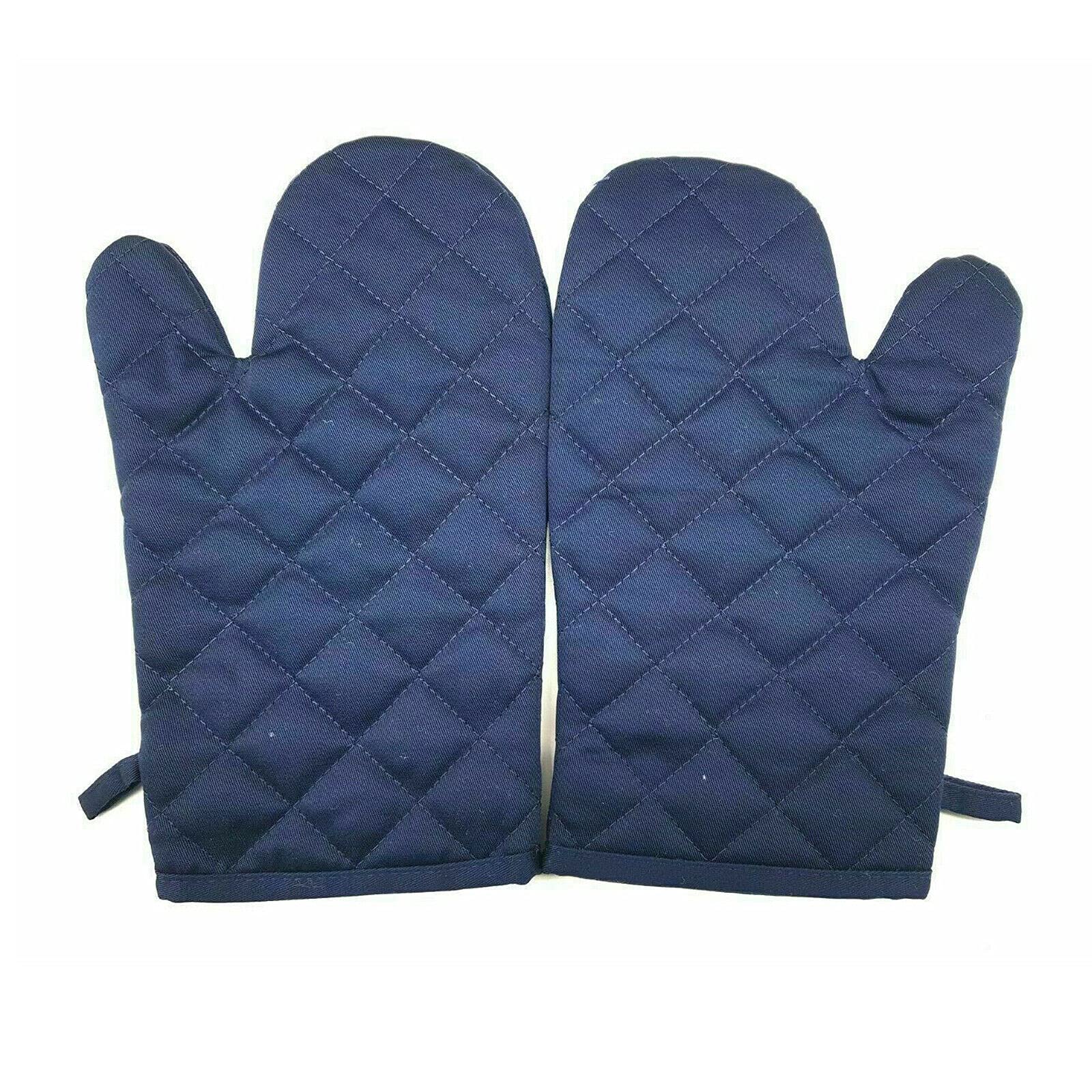 Luebel® Pair Oven Gloves Kitchen Cooking Pot Holder Thick Heat Resistant Mitt Mittens for Cooking, Grilling, Baking, Barbecue Potholder (Navy)