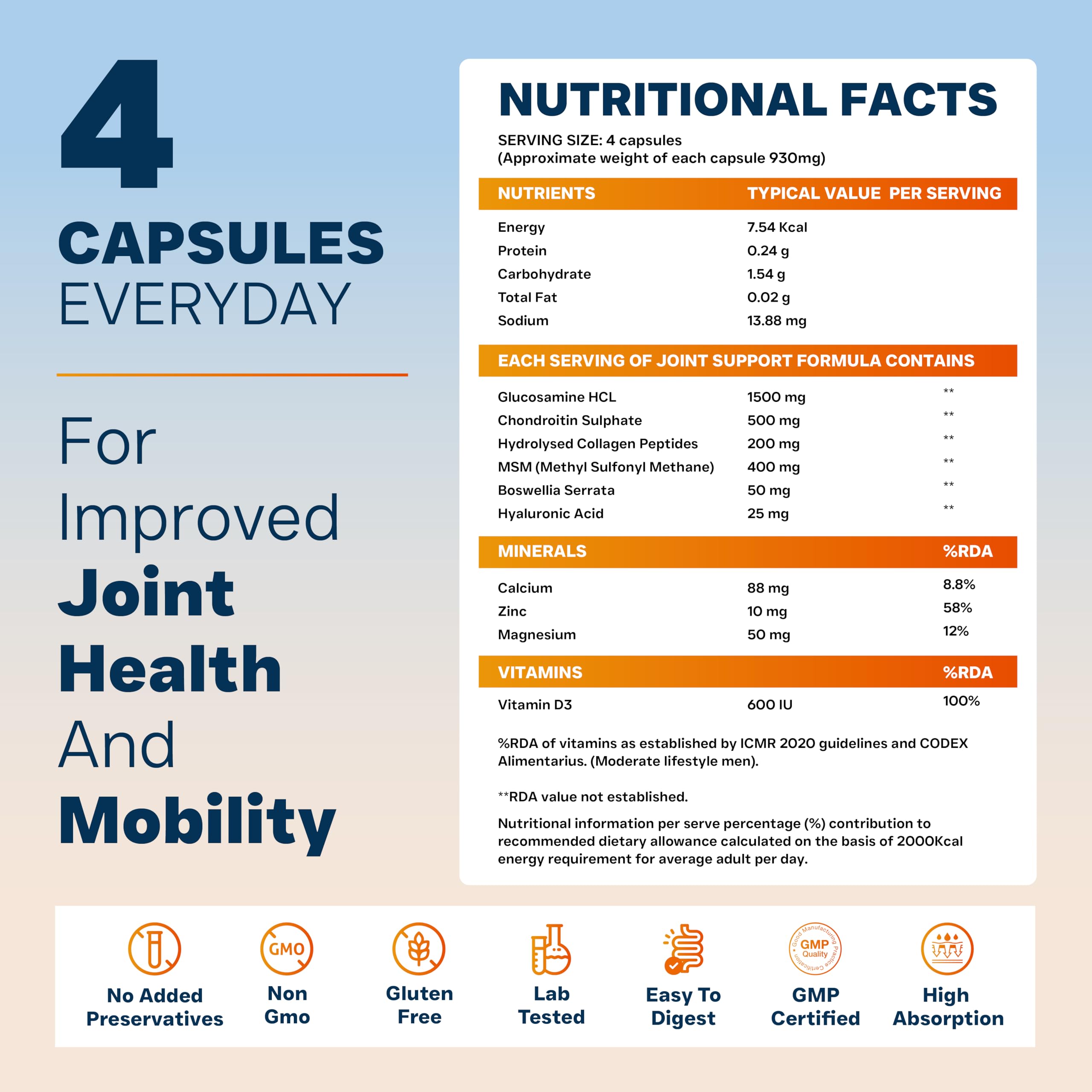 Nature’s Island Glucosamine Capsules support joints, cartilage & muscles with Glucosamine 1500mg, Chondroitin, MSM, Collagen, Calcium & D3. Relieves joint pain & boosts mobility, 120 capsules. — Amazon image 6