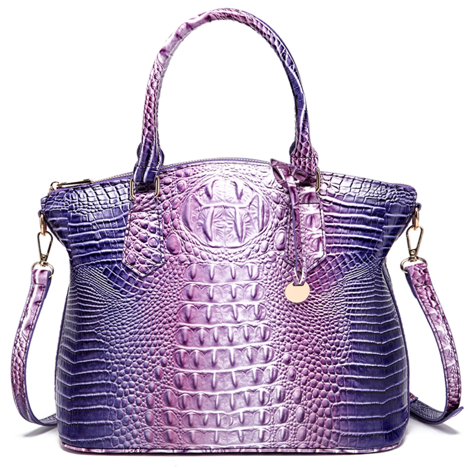 Makcr Joacbv Crocodile Handbag for Women, Satchel Purse with Shoulder Strap | Embossed vegan leather tote with a bold crocodile-pattern texture, rich color depth, dual top handles, and a roomy interior.