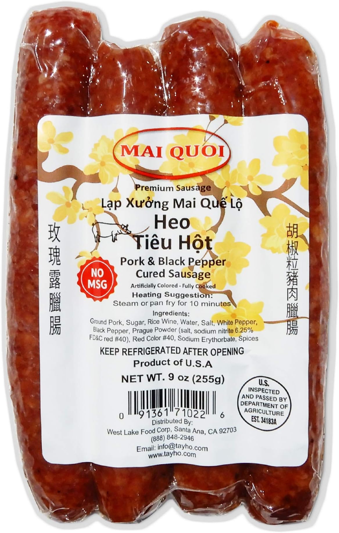Cured Pork with Black Pepper Style Sausage (No GMS) - Made In USA