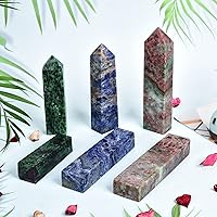 Vista 108 de JIC Gem Extra Large Rare Dendritic Jade Crystal Tower Natural Quartz Crystal Tower Point Wand Large Crystals and Stone Energy Crystal Wand Home