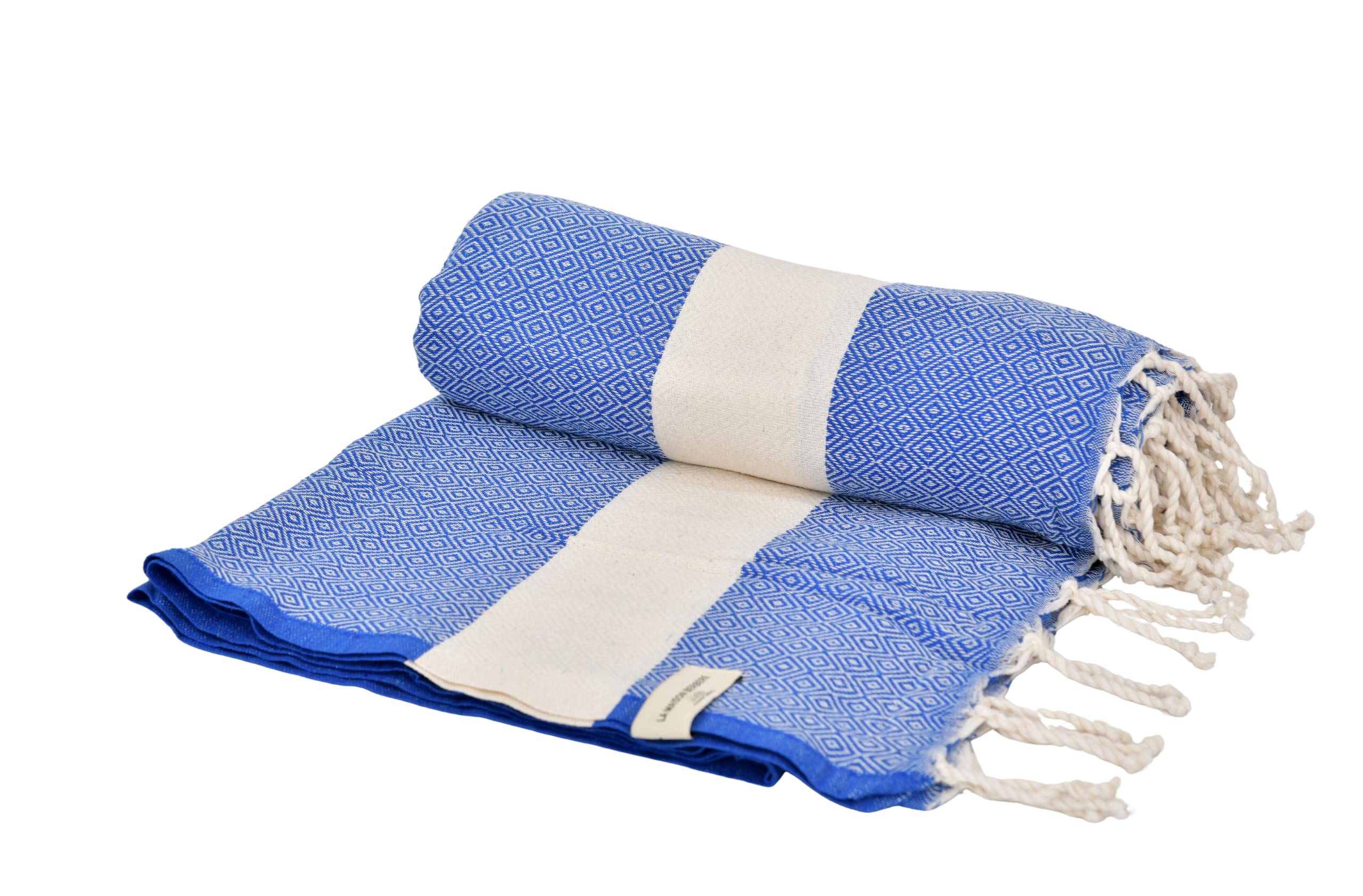 Serviette de plage XXL 200 x 200 cm en coton style fouta, couverture de plage et couverture de pique-nique, sans sable, séchage rapide (indigo, 200 x 200 cm)