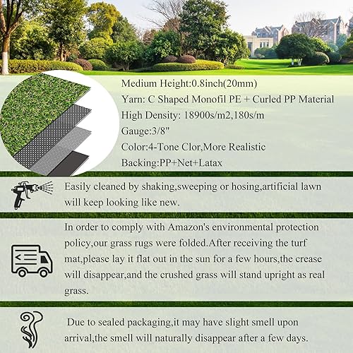 Miniatura 6 de HEBE Alfombra de Césped Artificial, 2'x6', Tapete de Césped con Orificio de Drenaje, Tapete de Césped Reutilizable Almohadilla de Orina para