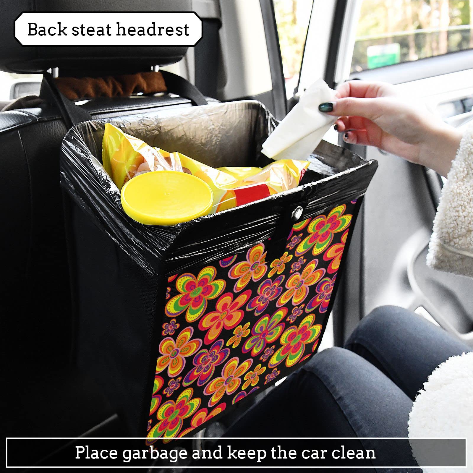 ANKVRP Car Garbage Can – Hanging Trash Bag For Car, Waterproof, Cute Design, Travel & Camping Organizer