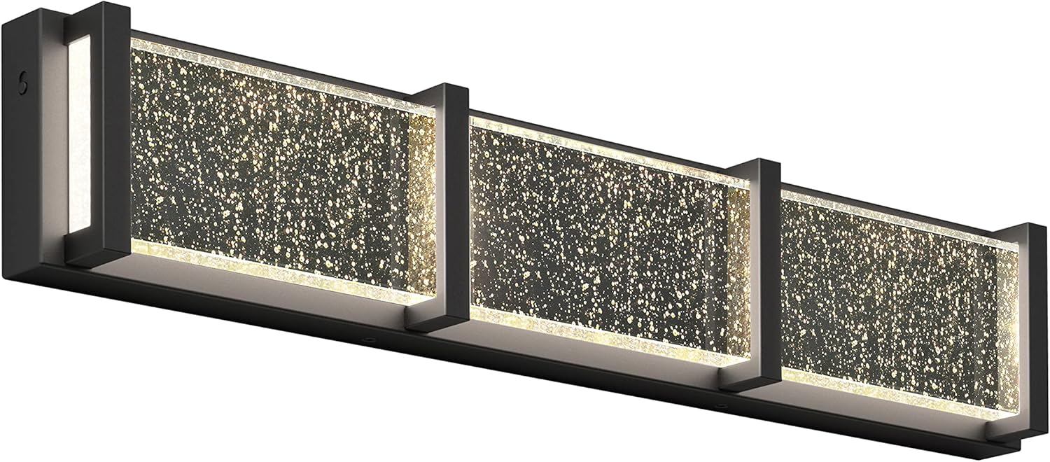 ARTIKA Subway 20W LED Modern Vanity Light Fixture, Black - Ideal for Bathroom Lighting, 900 Lumens, 3500 Kelvin, Bubble Glass Diffuser, No Bulb Required