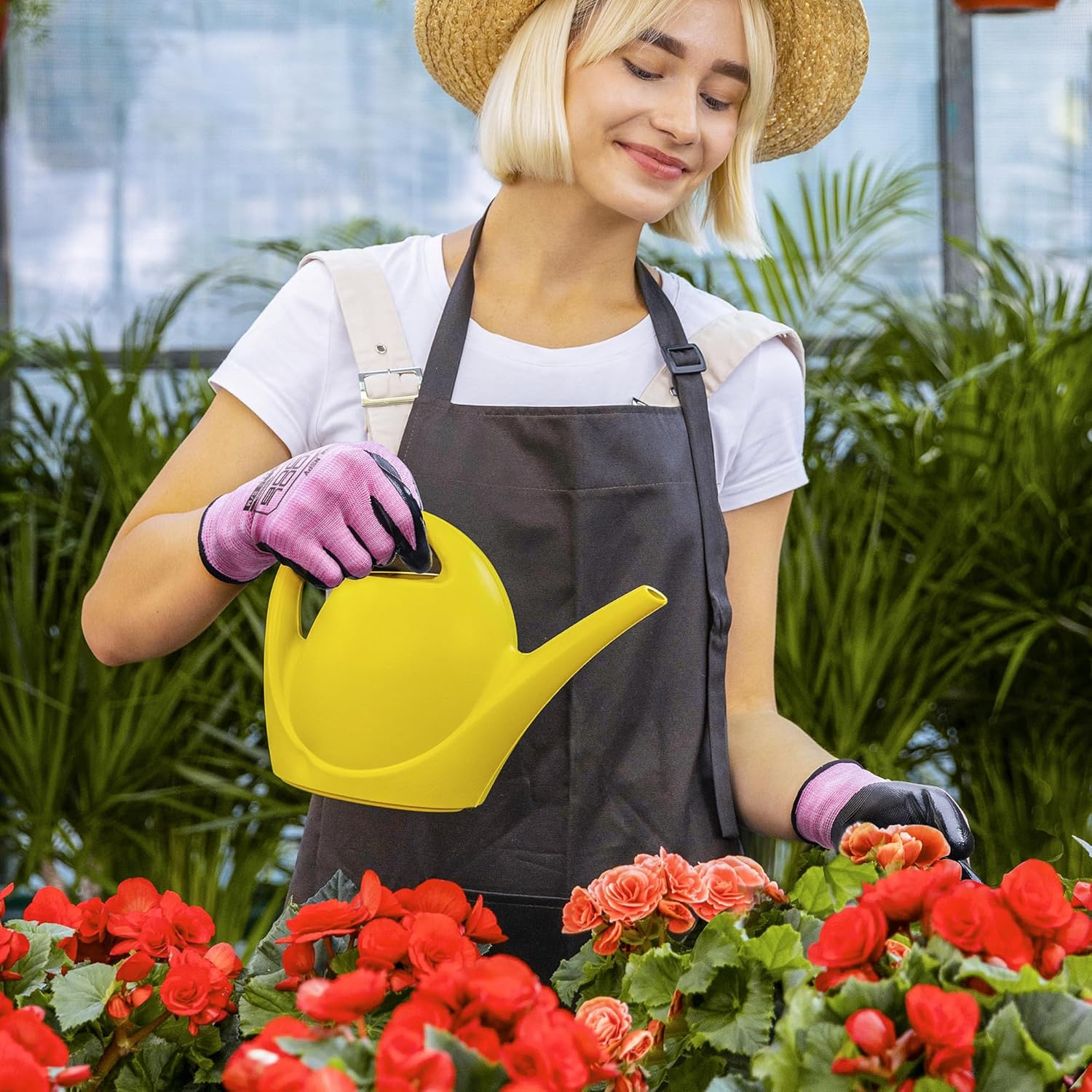 COOLJOB 10 Pairs Nitrile Dipped Rubber Coated Safety Work Gloves with Grip, Non-slip Bulk Gardening Roofing Gloves for Ladies Women, Oil-resistant Gear for Package Handler, Warehouse Worker, Small - Image 4