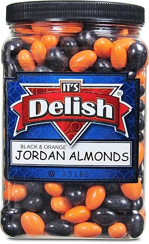 Miniatura 3 de Almendras Jordania negras y naranjas de Halloween por su Delish envase reutilizable enorme de 35 libras  nuez de almendras azucaradas con