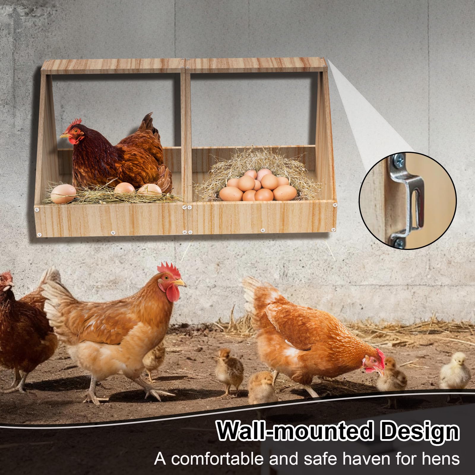 Carbonizado Y Pintado Nido para Gallinas Ponedoras | 2 Piezas, 35,3 x 35,3 x 34,2 cm,Nidos para Gallinas De Montaje En Pared,CREA Un área Segura para La Recolección De Huevos