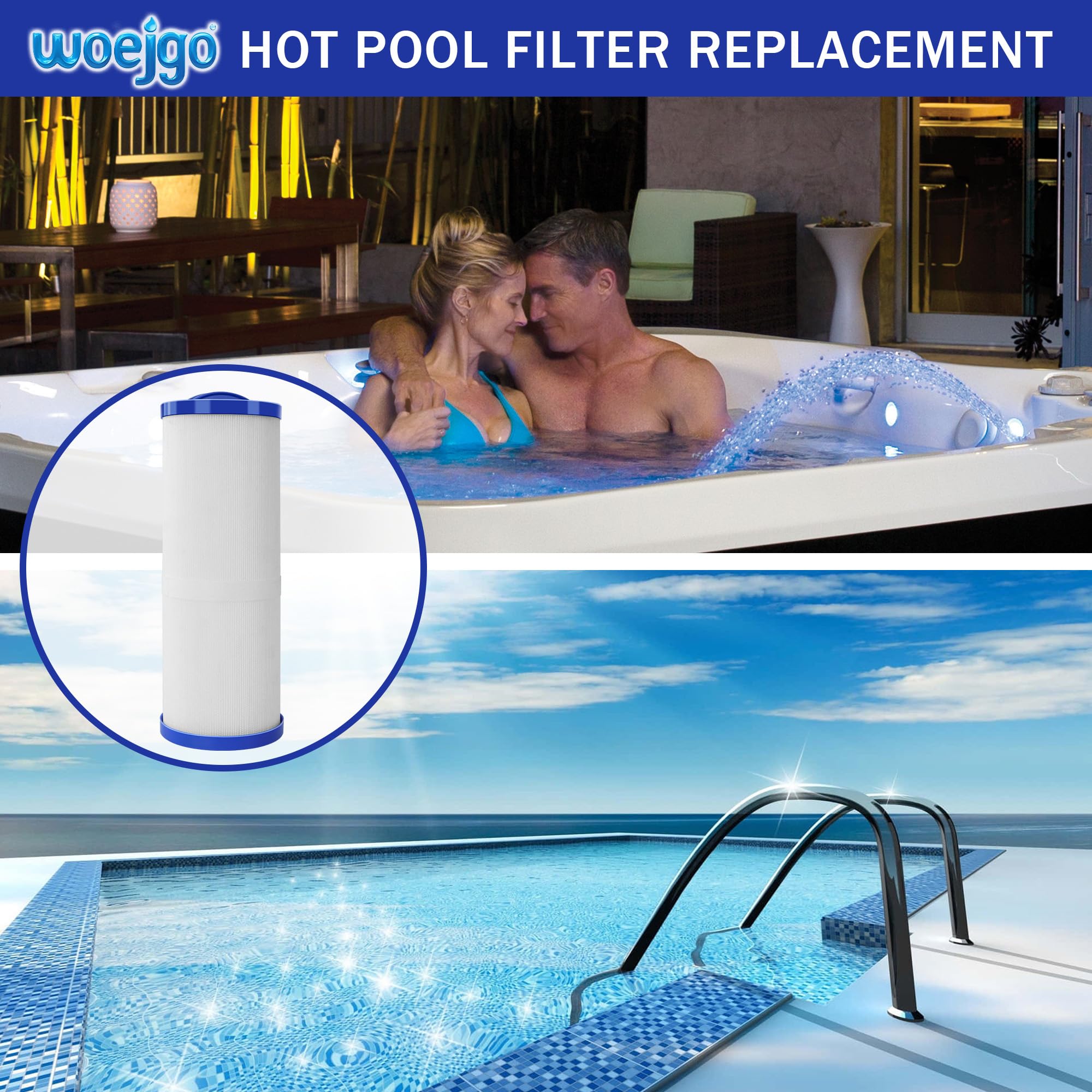 2 cartucce filtro spa per 4CH-949 | Cartuccia di ricambio per filtro piscina PWW50L, per PWW50L, 4CH-949, FC-0172, SD-01143,50 m² piedi