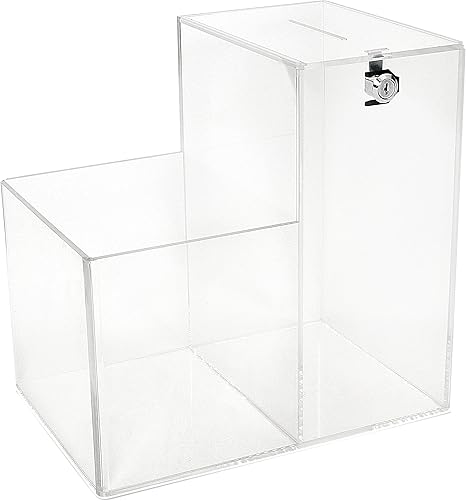 Amazon Com Deluxe Charity Donation Collection Box For Fundraising Campaigns With Two Compartments For Give Money Locked And Take A Prize Open Great For Suggestion Box Or Tip Container Medium Home