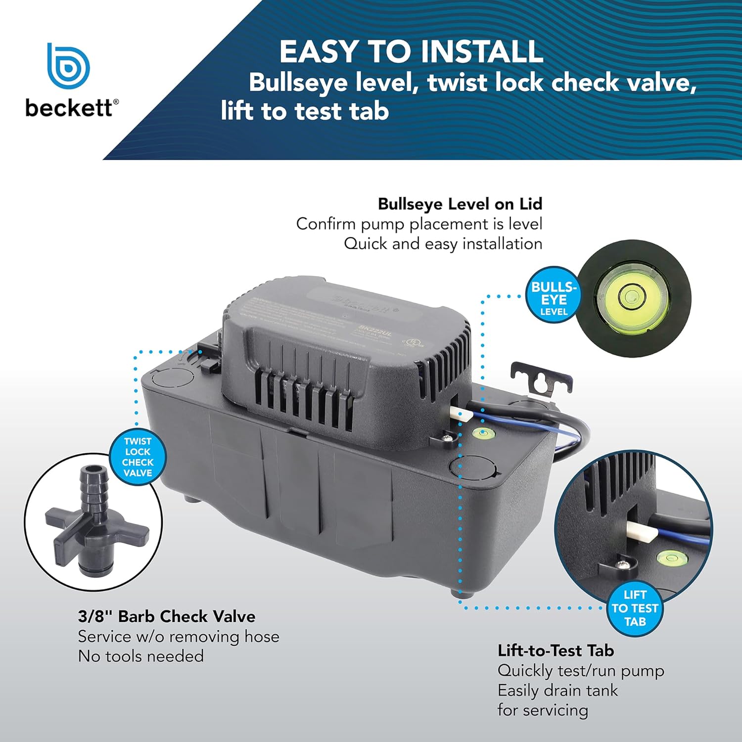 Beckett BK171UL Condensate Pump installation features