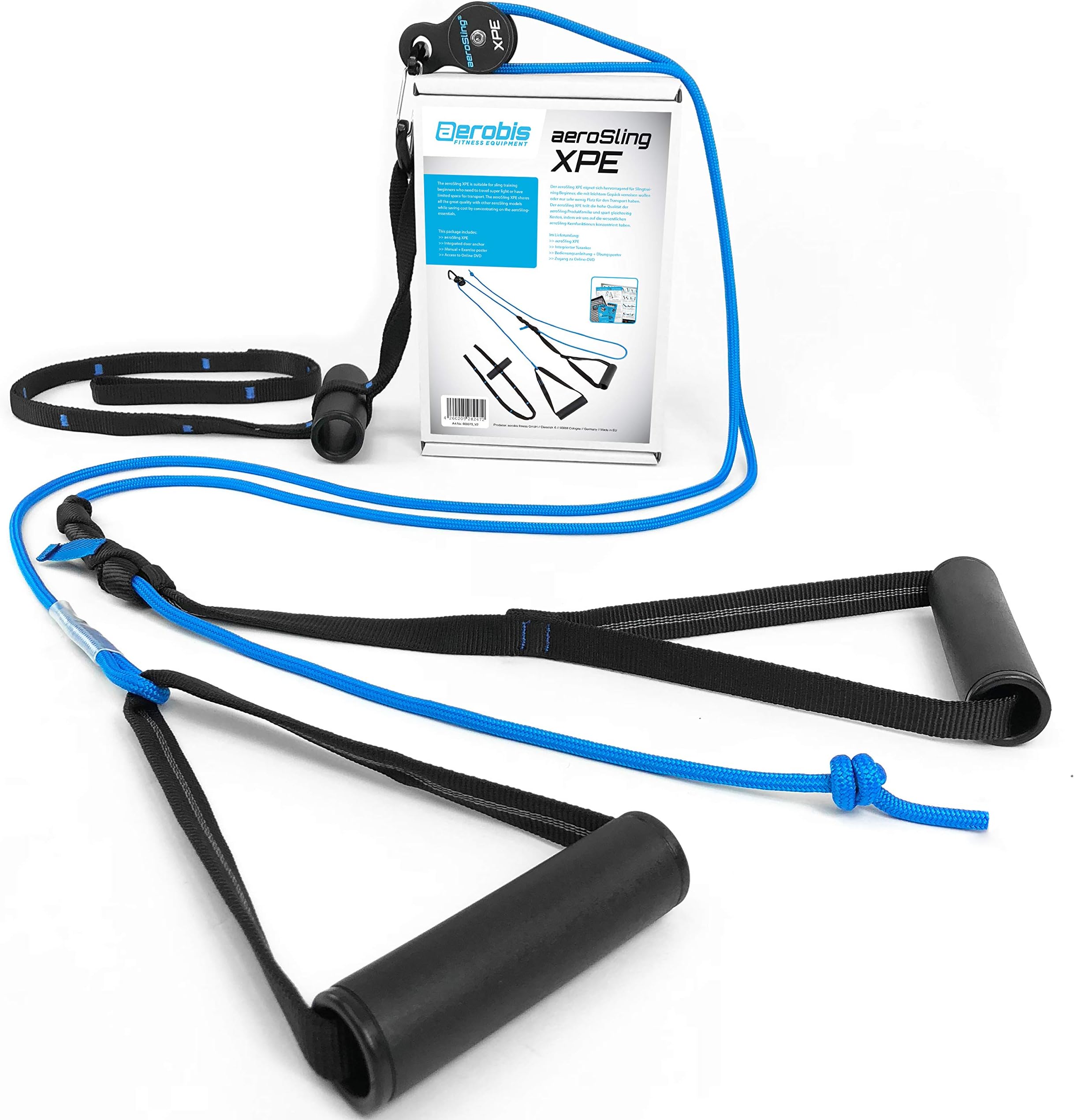 AeroSling XPE sling trainer with pulley | ultra-light and compact sling trainer | includes door anchor, online dvd, poster | fitness devices Made in Germany.