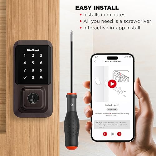 Miniatura 7 de Cerradura de puerta de entrada sin llave con pantalla táctil moderna cuadrada y cerrojo electrónico con seguridad SmartKey