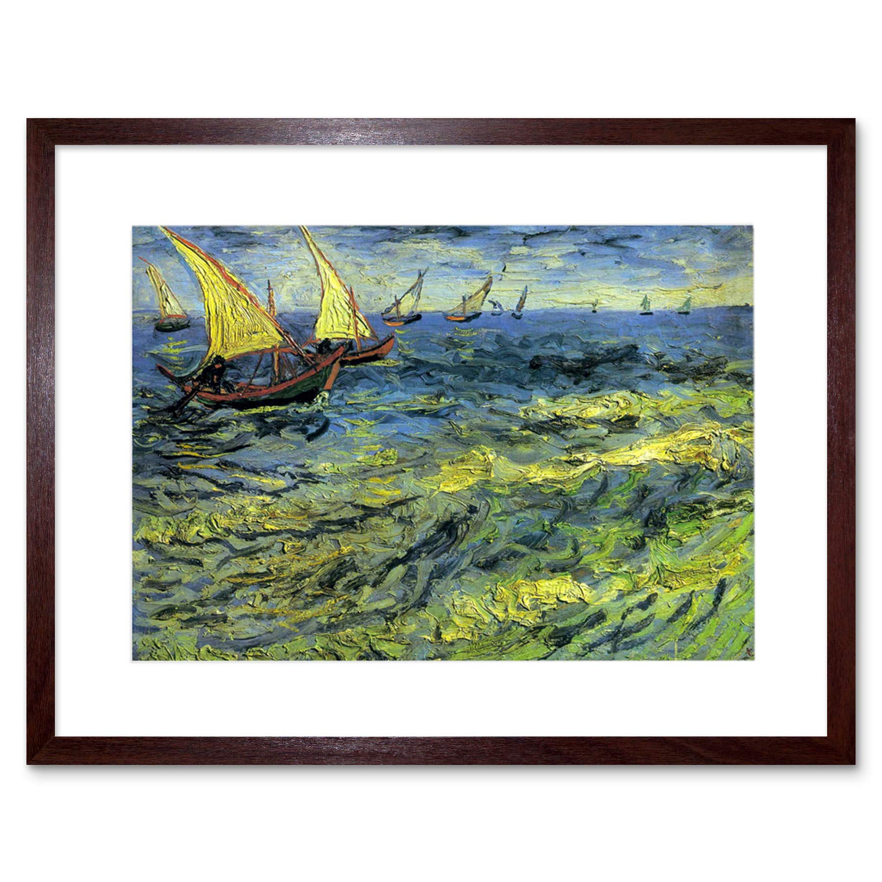 Wee Blue Coo Painting Van Gogh Fishing Boats Sea Framed Wall Art Print