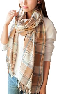 Wander Agio Women's Large Plaid Winter Scarf - Long Warm Shawl with Cashmere Feel, 79x23 Inches, 30+ Colors