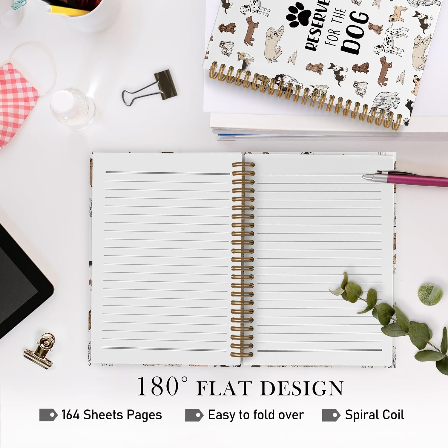 Reserved for the Dog Spiral Notebook, Cute Dogs Journal Notebook, Pet Lovers Gifts Notebooks for School Work, Dog Office Supplies Gifts for Dogs Lovers Women Men, 5.5x8.3 Inch image 5