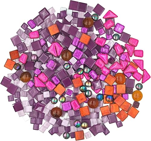 Miniatura 8 de Azulejos de mosaico de cristal irregulares de 17.64 oz de colores mixtos, pequeños mosaicos de bricolaje para niños, manualidades de cristal hechas