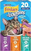 Friskies Lil’ Lickables Cat Treats Variety Pack: Chicken, Tuna, Ocean Whitefish - 20 x 0.5oz Lickable Tubes for Bonding & Hydration