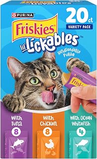 Friskies Lil’ Lickables Cat Treats Variety Pack: Chicken, Tuna, Ocean Whitefish - 20 x 0.5oz Lickable Tubes for Bonding & Hydration