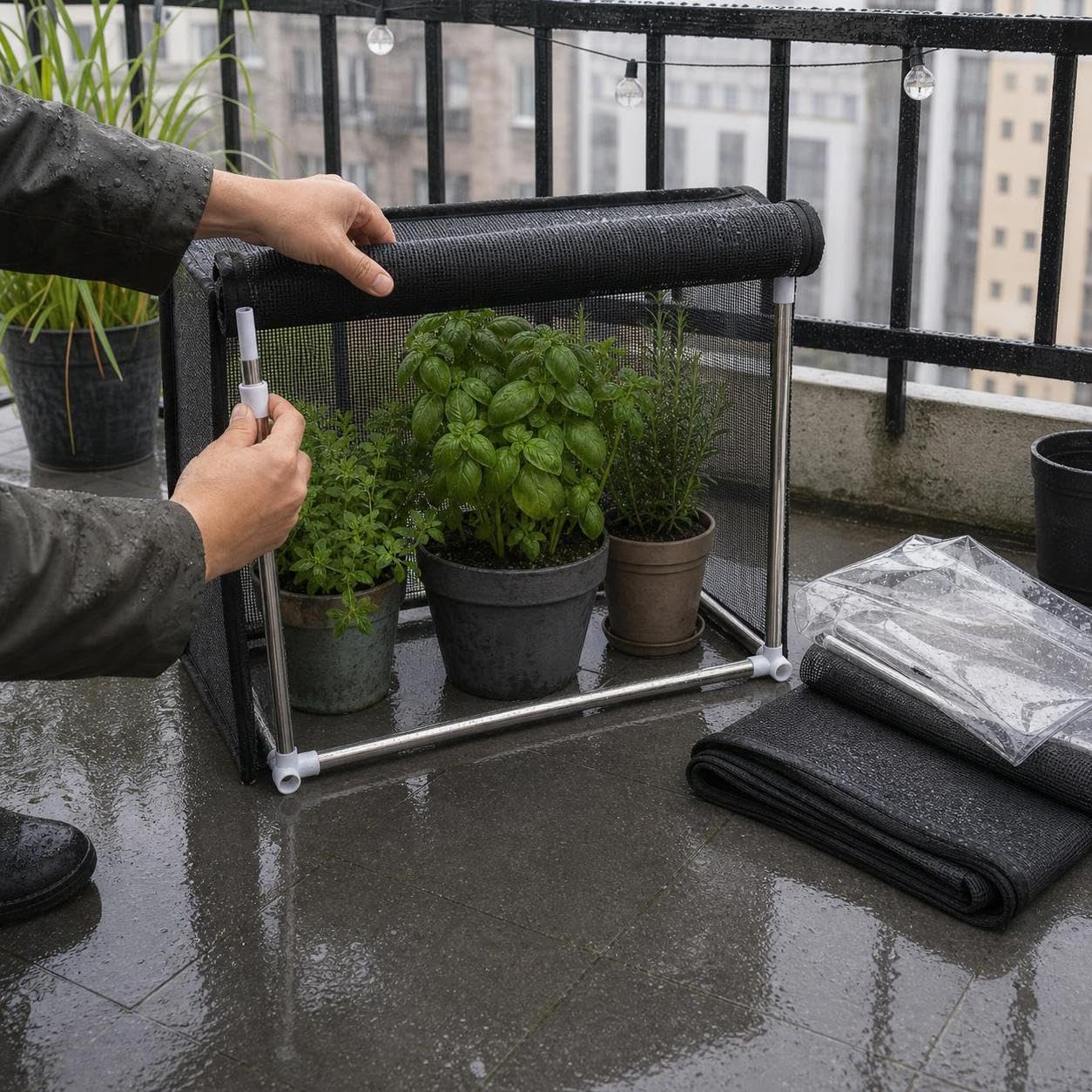 Mini Serra Giardino Protezione Piante , Lungo 150 largo 40 - alto 40 | Telaio acciaio inossidabile - riparo sole - pioggia - cerniera - per giardinaggio - per piante giovani - per orto domestico