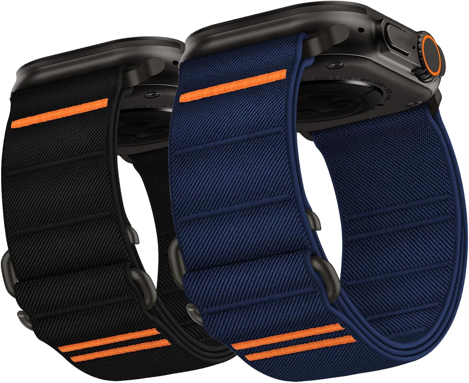 Suitisbest 2 Pack StretchFit Sport Bands Compatible with Apple Watch Ultra Band 49mm 46mm 45mm 44mm 42mm Men Women, Stretchy Sport Loop Strap with S-Hook for iWatch Series 10 Ultra SE 9 8 7 6 5 4 3