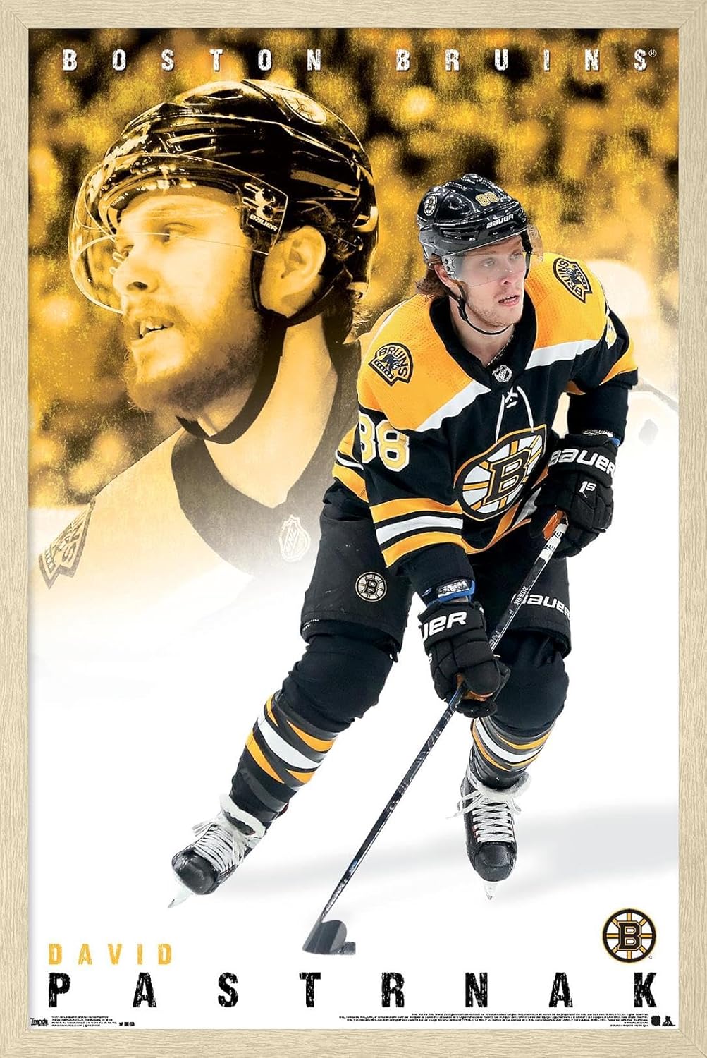 Trends International NHL Boston Bruins - David Pastrnák 19 Wall Poster, 22.375" x 34", Silver Framed Version