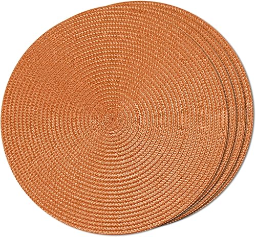 Miniatura 9 de FunWheat Juego de 6 manteles individuales redondos trenzados para mesas de comedor, tejidos, lavables, antideslizantes, pequeños de 13 pulgadas (S