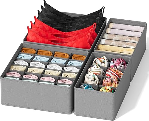 Miniatura 16 de SpaceAid Organizador Divisor de Cajón de Calcetines Paquete de 3, 64 Celdas Organizadores de Ropa Interior para Cómoda Armario Guardería