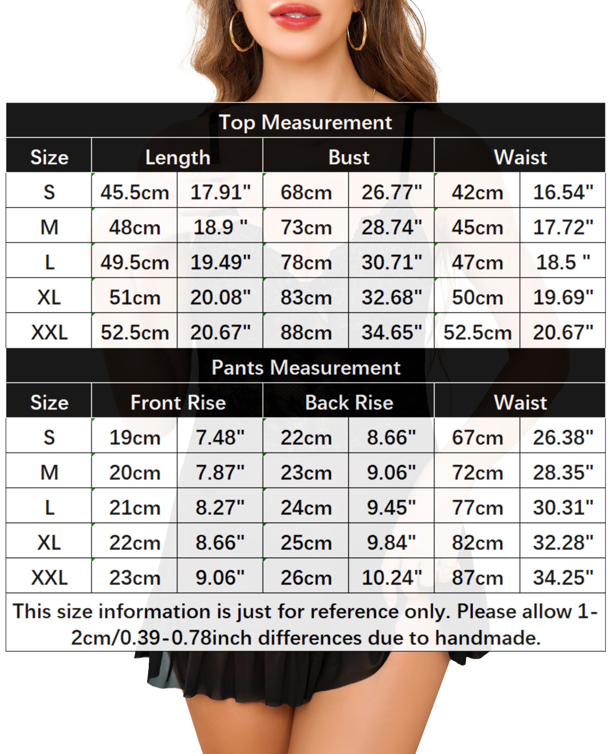 Vlazom Damen Babydoll Dessous Spitze Sexy Negligee V-Ausschnitt Mesh Lingerie Reizwäsche Unterwäsche Kleid mit G-String