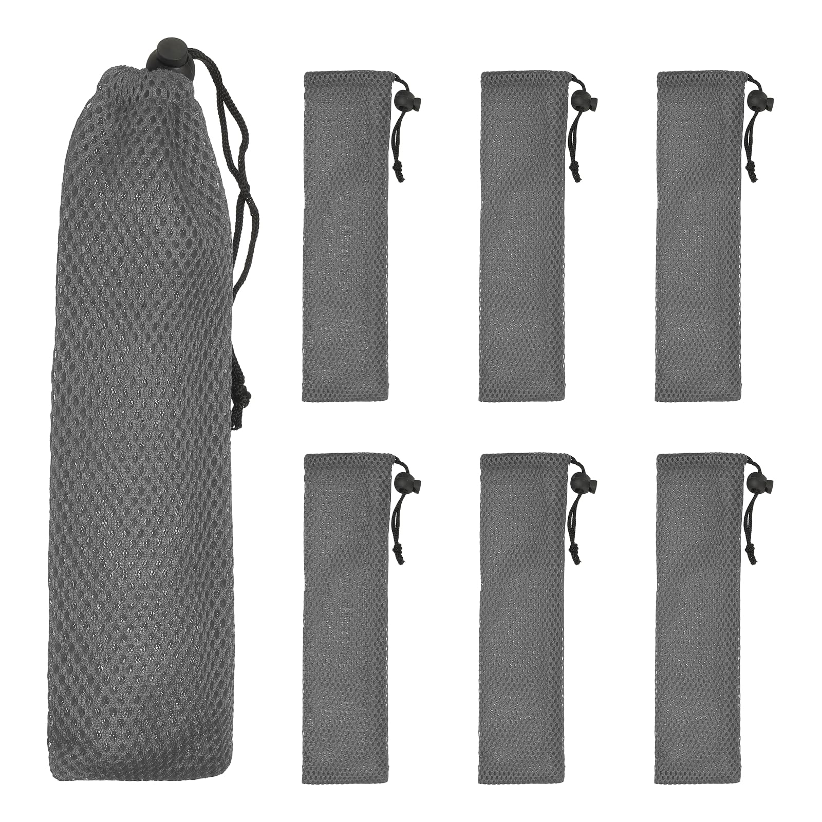 sourcing map 6 Pcs Pouch Bag Straw Carrying Cases, Portable Cutlery Sleeve Chopstick Case Utensil Bag for Home Travel Outdoor Storage Fork Spoon Chopsticks, S & Gray
