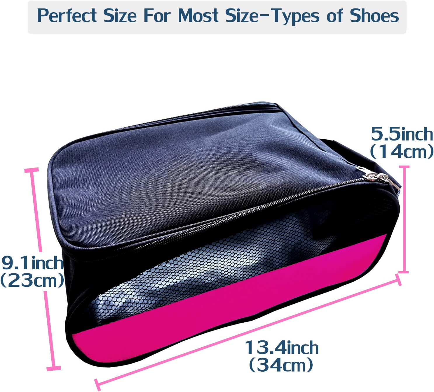 Golf Shoe Bag, Pink Golf Shoes Bags Women Outdoor Zippered Carrier Bags with Ventilation Sport Shoes Bag Travel Shoe Bags (Pink) - Image 5