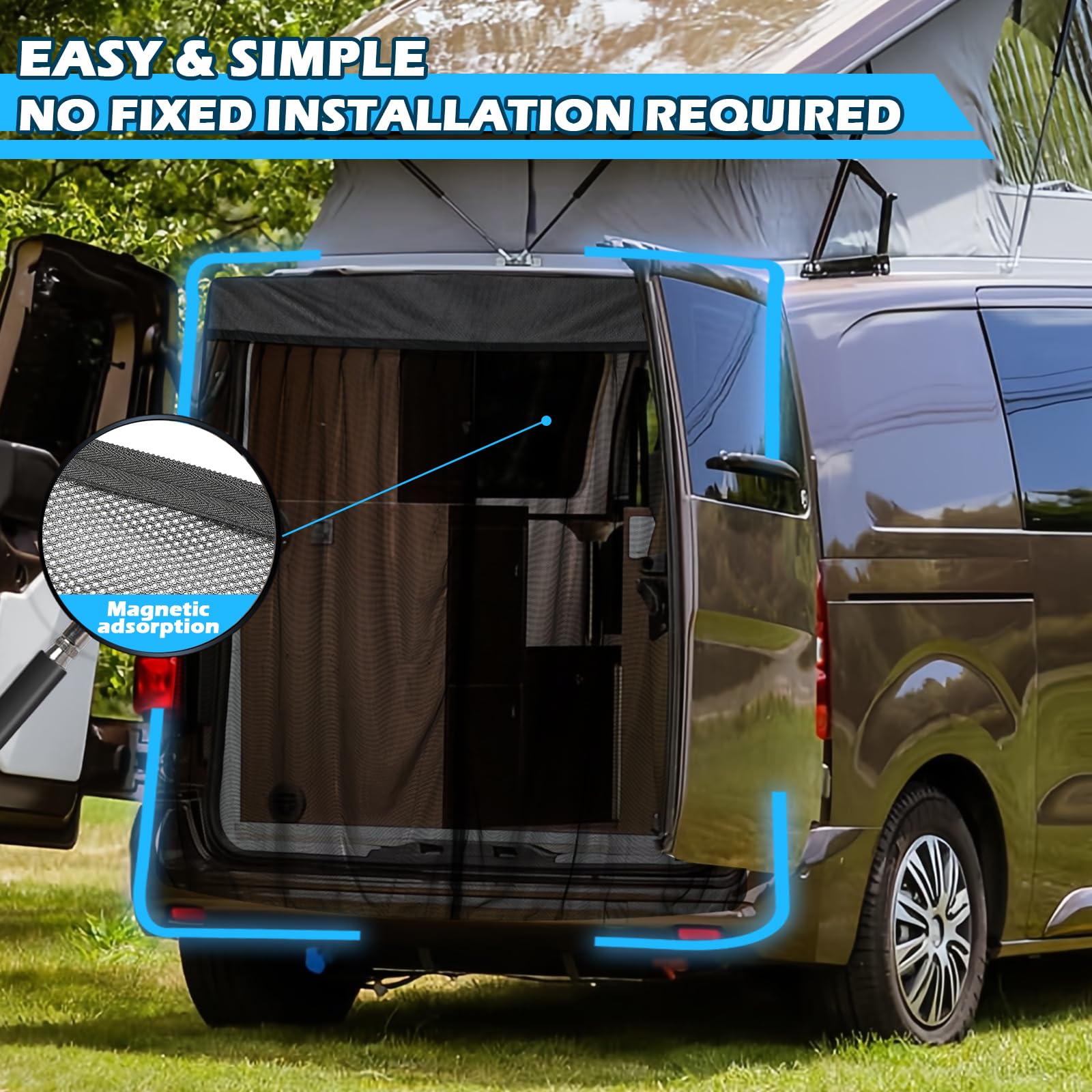 Moustiquaire Auto Remplacement pour Citroen Jumpy/Toyota ProAce/Peugeot Expert 2016-2025, Moustiquaire pour Porte Arrière de Voiture, Magnétique Monocouche, Insectes Respirants pour Camping