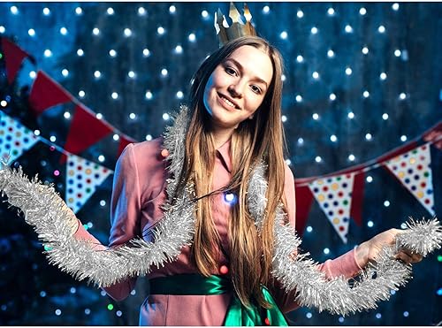 Miniatura 112 de Shappy Guirnalda de oropel negra de 90 pies, 6 rollos para decoración de Halloween, Navidad, guirnalda metálica con purpurina para bodas, fiestas