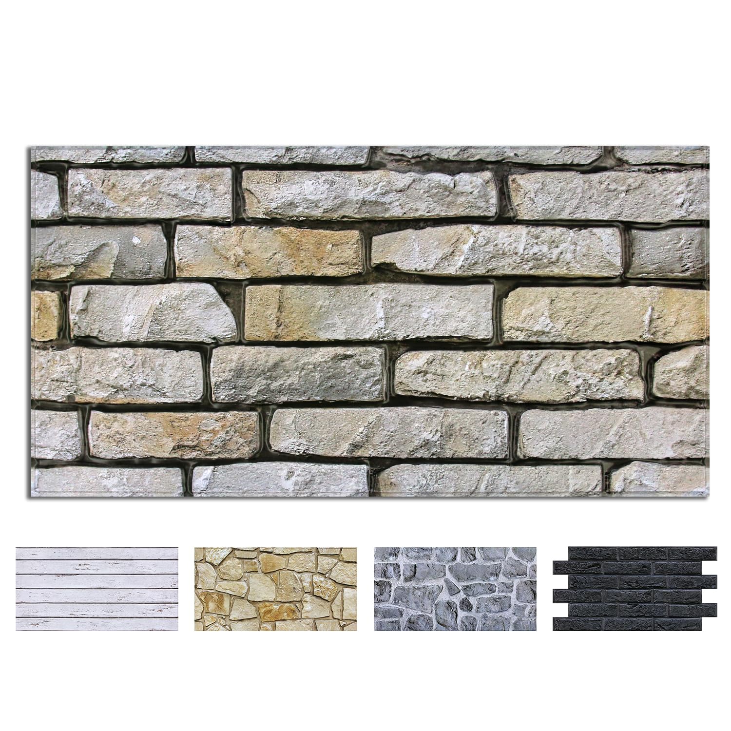 COMSTICKC 3D Faux Stone Wall Panel Self Adhesive Wall Stickers, 12 Sheets 22.8" x 11.8", Lightweight Thin PVC 3D Peel and Stick Fake Stone Decorative Tiles for DIY Wall Decor, Brownish Grey