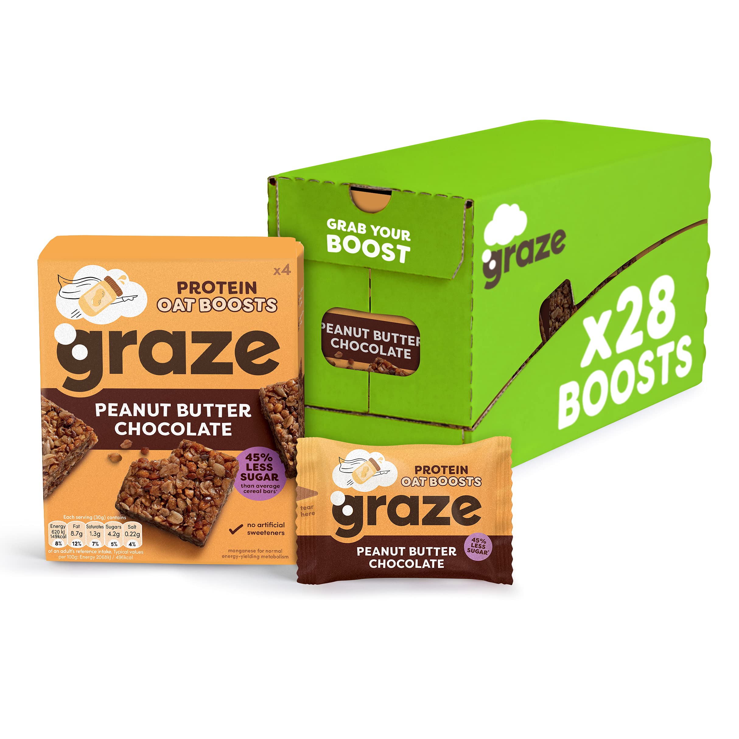 Graze Peanut Butter & Chocolate Protein Oat Boost Bars Vegan Healthy