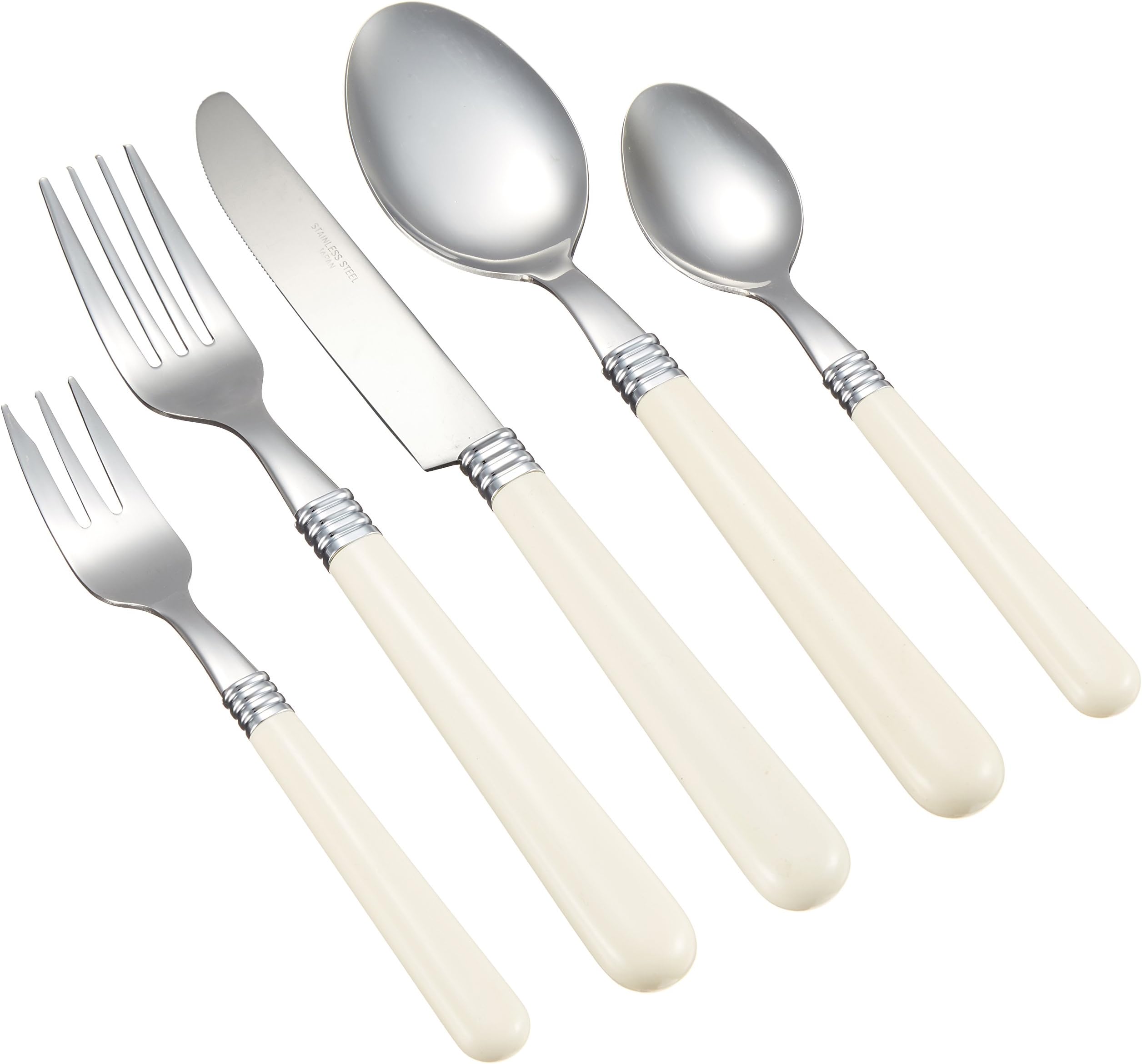 Takakuwa Metal Pastel Cutlery Dinner Cutlery Set, 5 Pieces, Ivory