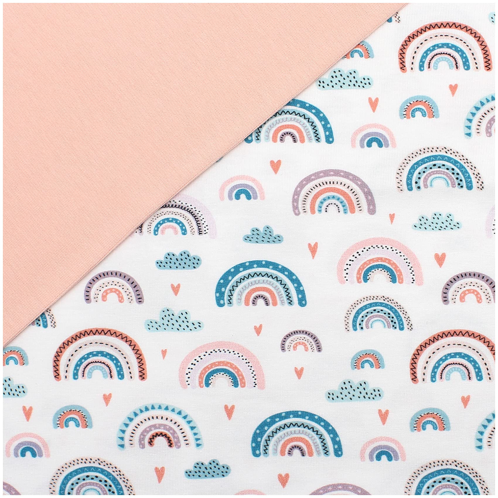 Tessuto Per Cucito Bambini - 0.5m Jersey + 0.5m Polsino, Fantasia Unicorno E Mentascura - Foto 3