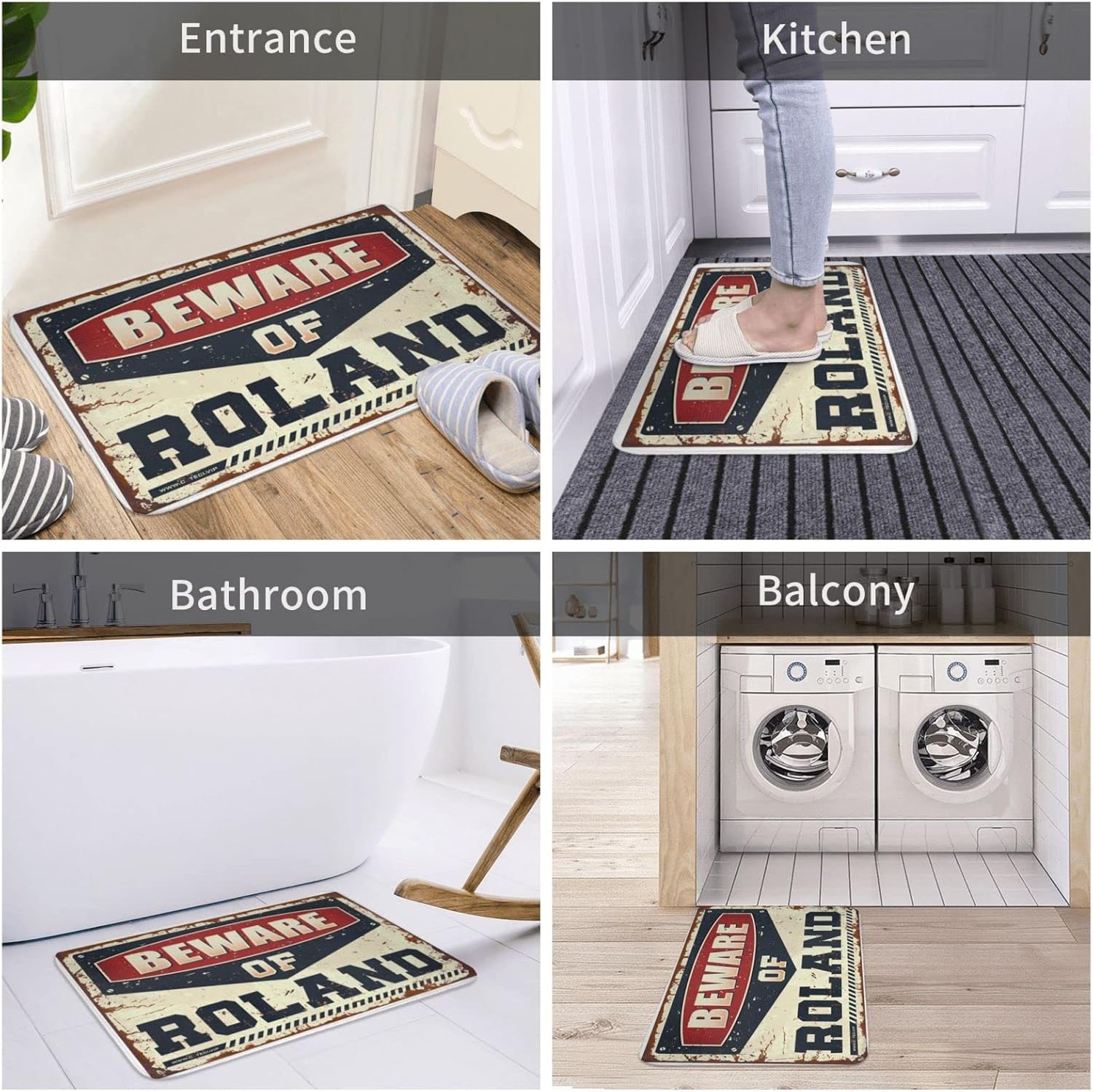 Doormats for Outdoor Entrance Home Funny Beware of Roland Doormat Outdoor Bar Accessories Decor Spring Porch Decor(65X90CM)