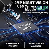 Vista 7 de ELP Cámara web infrarroja infrarroja IR de visión nocturna 1080P para computadora, laptop, Mac, Android, cámara de PC HD de alta velocidad con lente